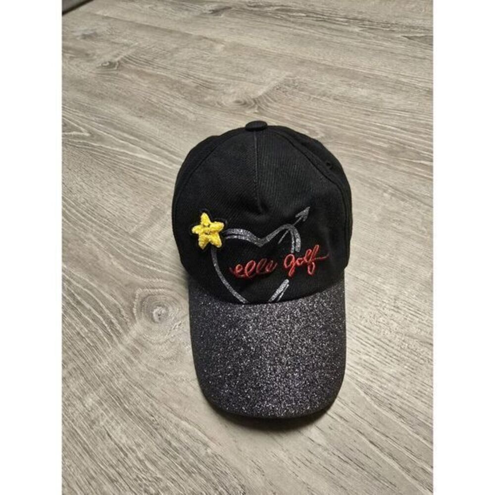 Elle Golf Women's Black Cap With Glitter Heart And Bill‎